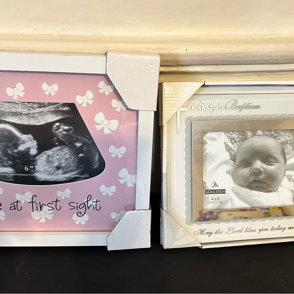 New Baby Girl Keepsake Set: Sonogram & Baptism Frames